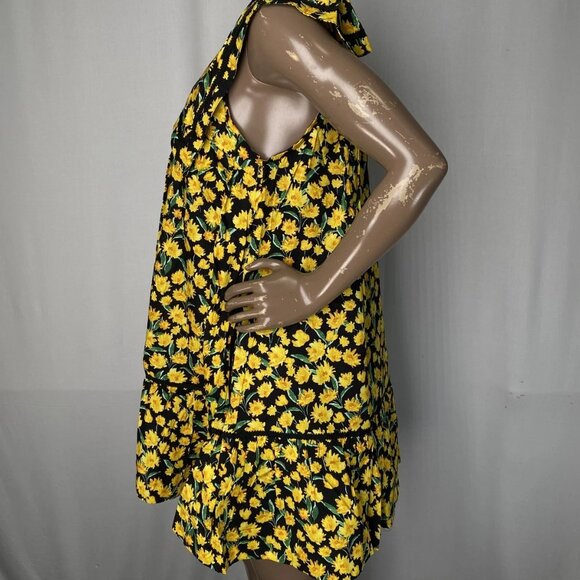 NEW MAEVE Women's Collared Poplin Swing Mini Dress Black/Yellow Size XS - Picture 9 of 11